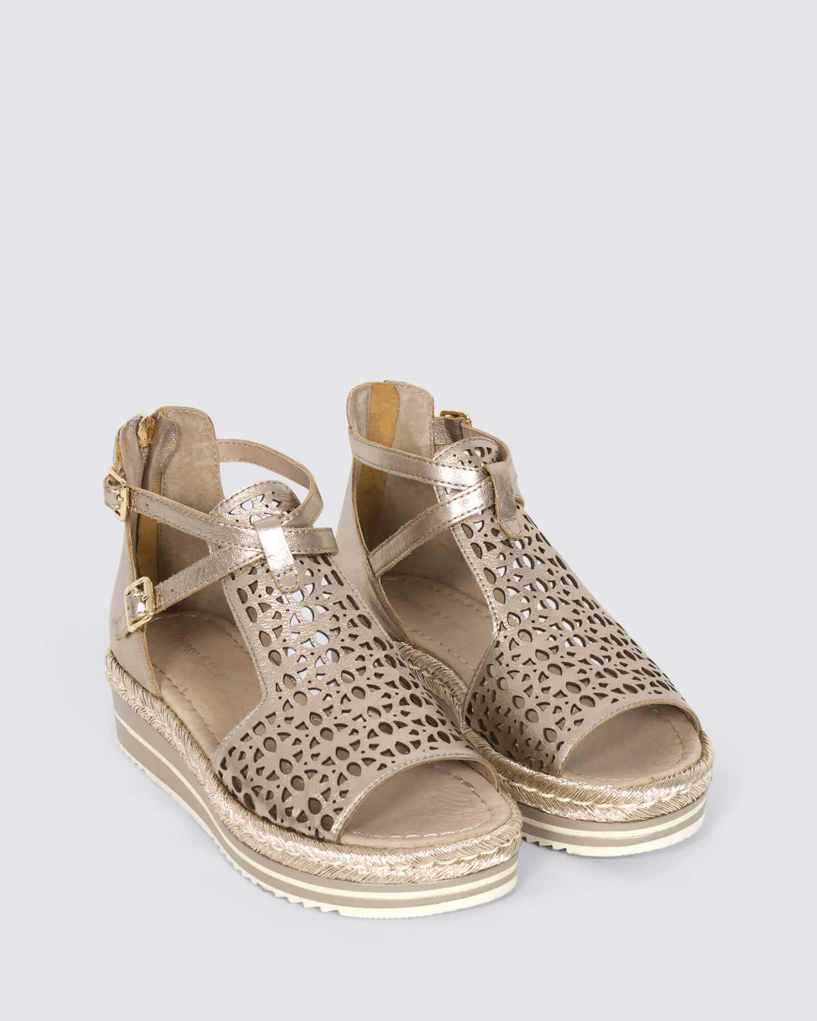 ACCRA PLATFORM SANDALS CHAMPAGNE LEATHER
