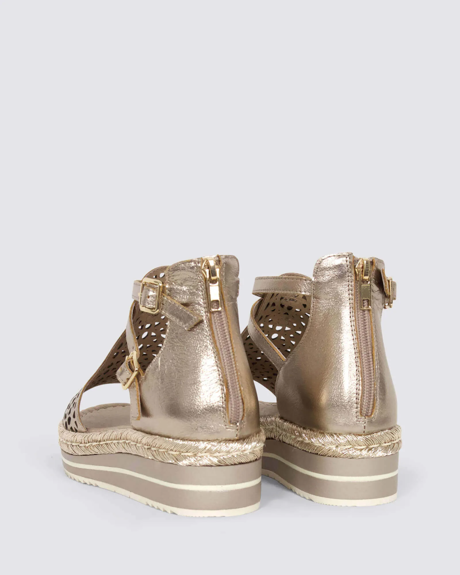 ACCRA PLATFORM SANDALS CHAMPAGNE LEATHER