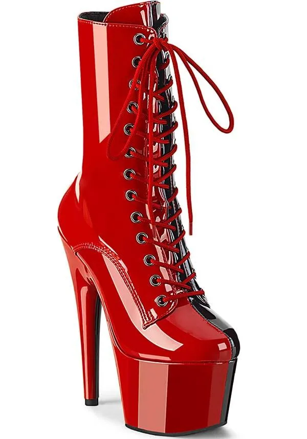 ADORE-1040TT [Red/Black Patent] | PLATFORM BOOTS [IN STOCK] [FAULTY]**