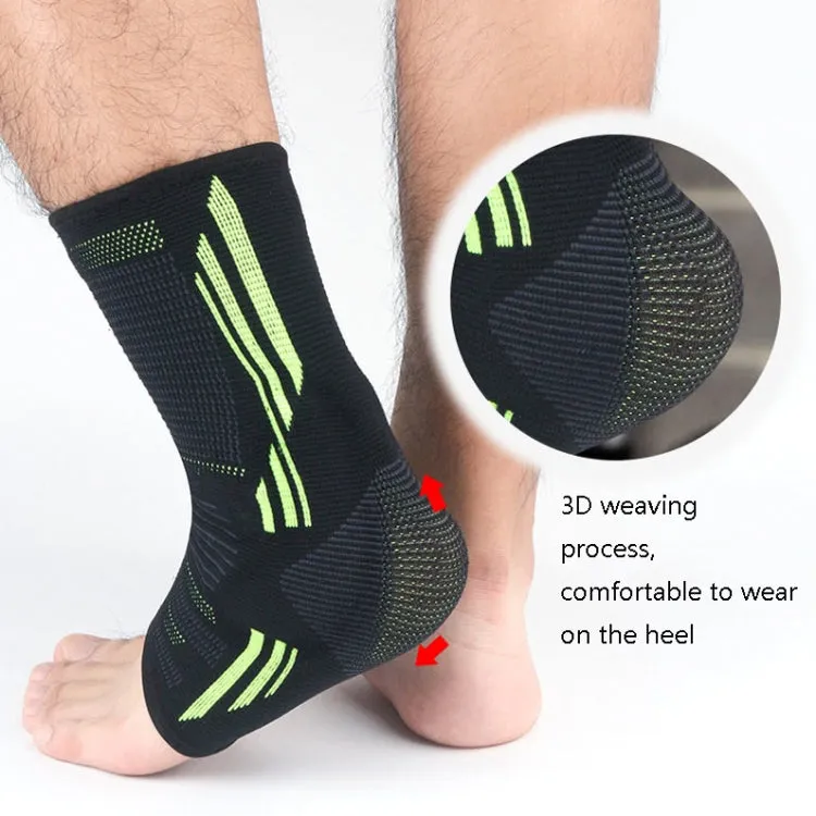 Anti-Sprain Silicone Ankle Support Basketball Football Hiking Fitness Sports Protective Gear, Size: XL (Black Green)