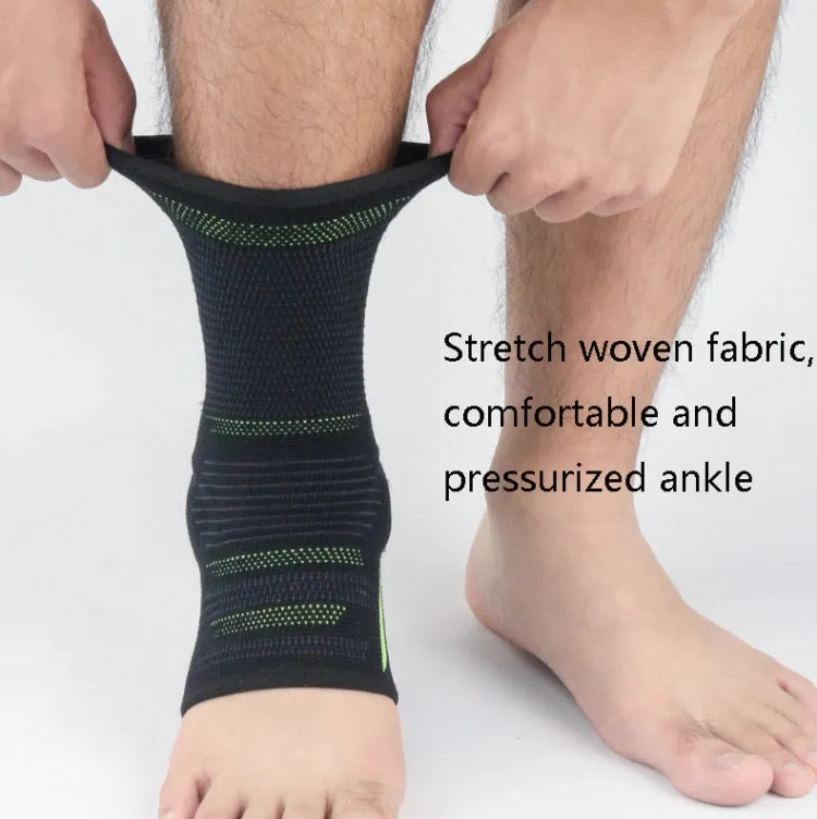 Anti-Sprain Silicone Ankle Support Basketball Football Hiking Fitness Sports Protective Gear, Size: XL (Black Green)