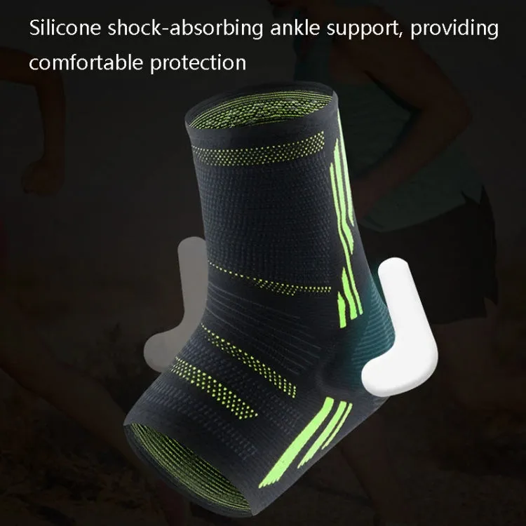 Anti-Sprain Silicone Ankle Support Basketball Football Hiking Fitness Sports Protective Gear, Size: XL (Black Green)