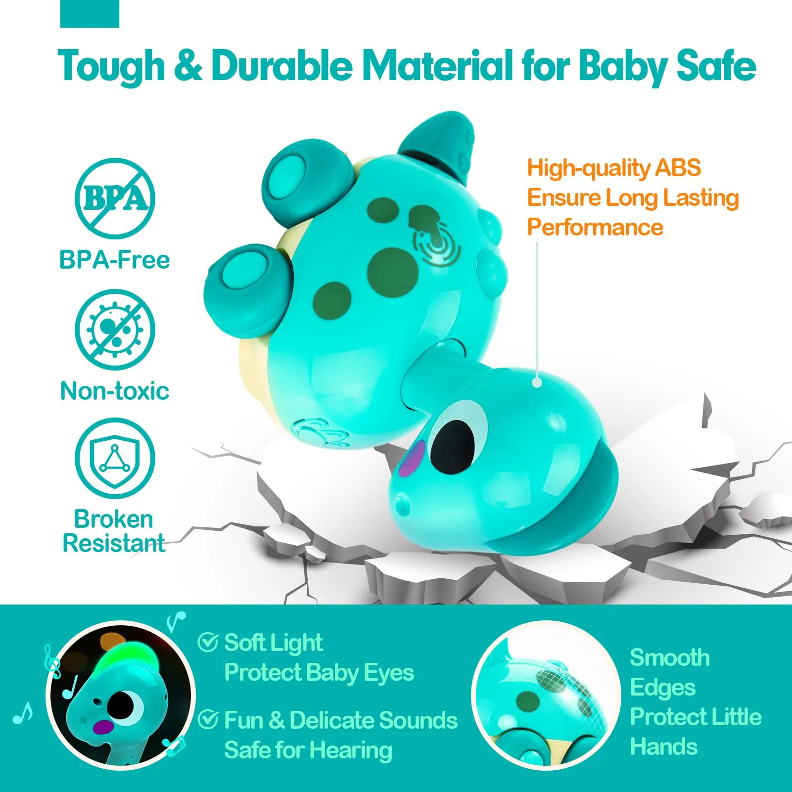 Baby Toys 6-12 Months - Touch & Go Musical Light Infant Toys Baby Crawling Baby Toys 12-18 Months, Tummy Time Toys for 1 Year Old Boy Gifts Girl Toddlers Christmas Stocking Stuffers for Age 1-2