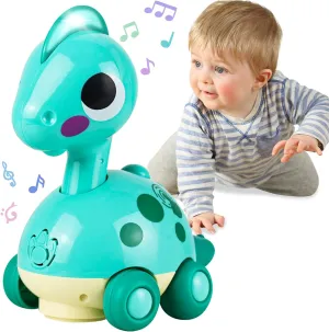 Baby Toys, Touch and Go Musical Crawling Dinosaur Toys with Lights & Sounds, Learning Gifts for Boys Girls Toddlers Kids