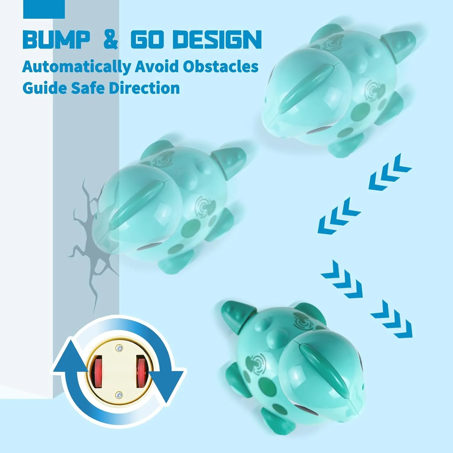 Baby Toys, Touch and Go Musical Crawling Dinosaur Toys with Lights & Sounds, Learning Gifts for Boys Girls Toddlers Kids