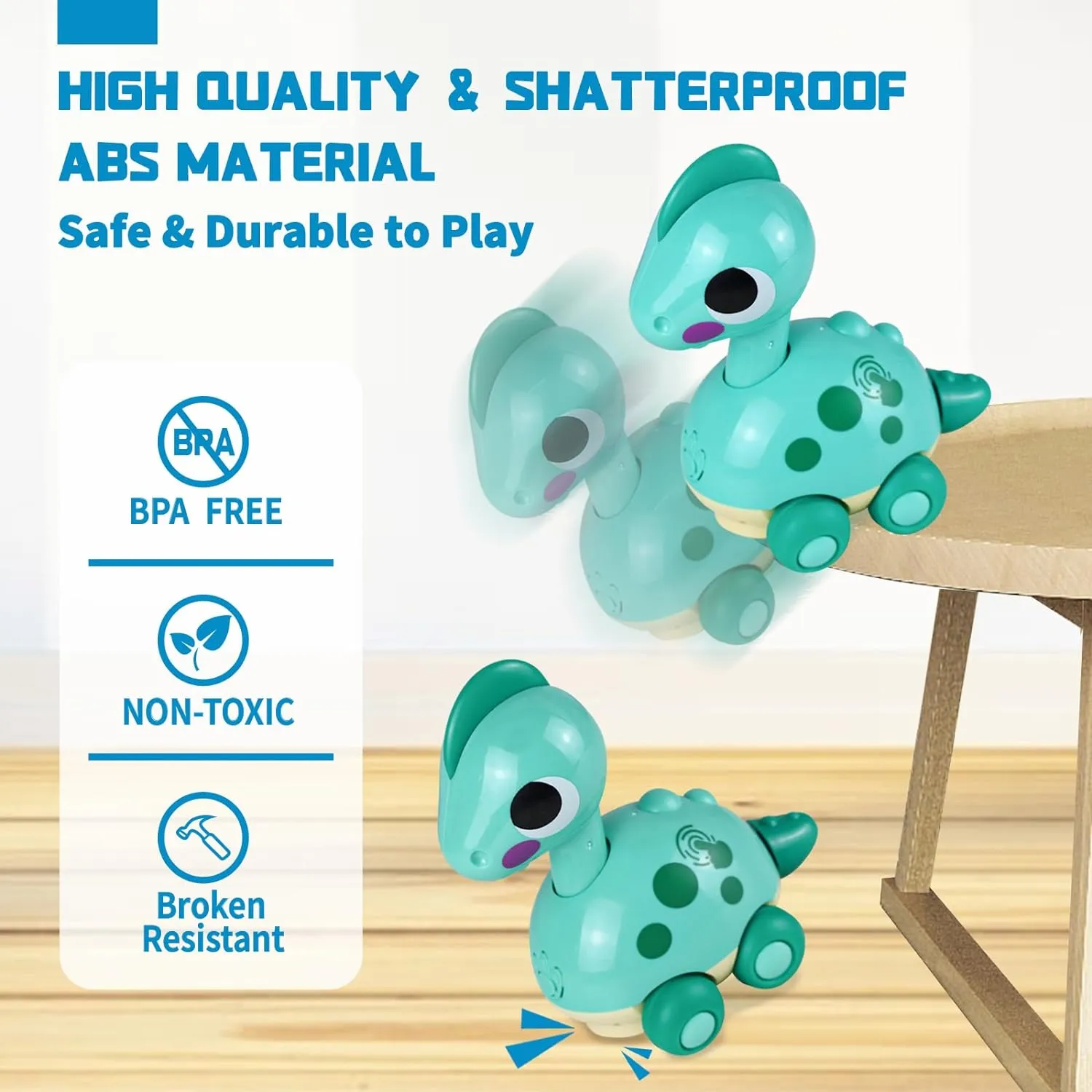 Baby Toys, Touch and Go Musical Crawling Dinosaur Toys with Lights & Sounds, Learning Gifts for Boys Girls Toddlers Kids