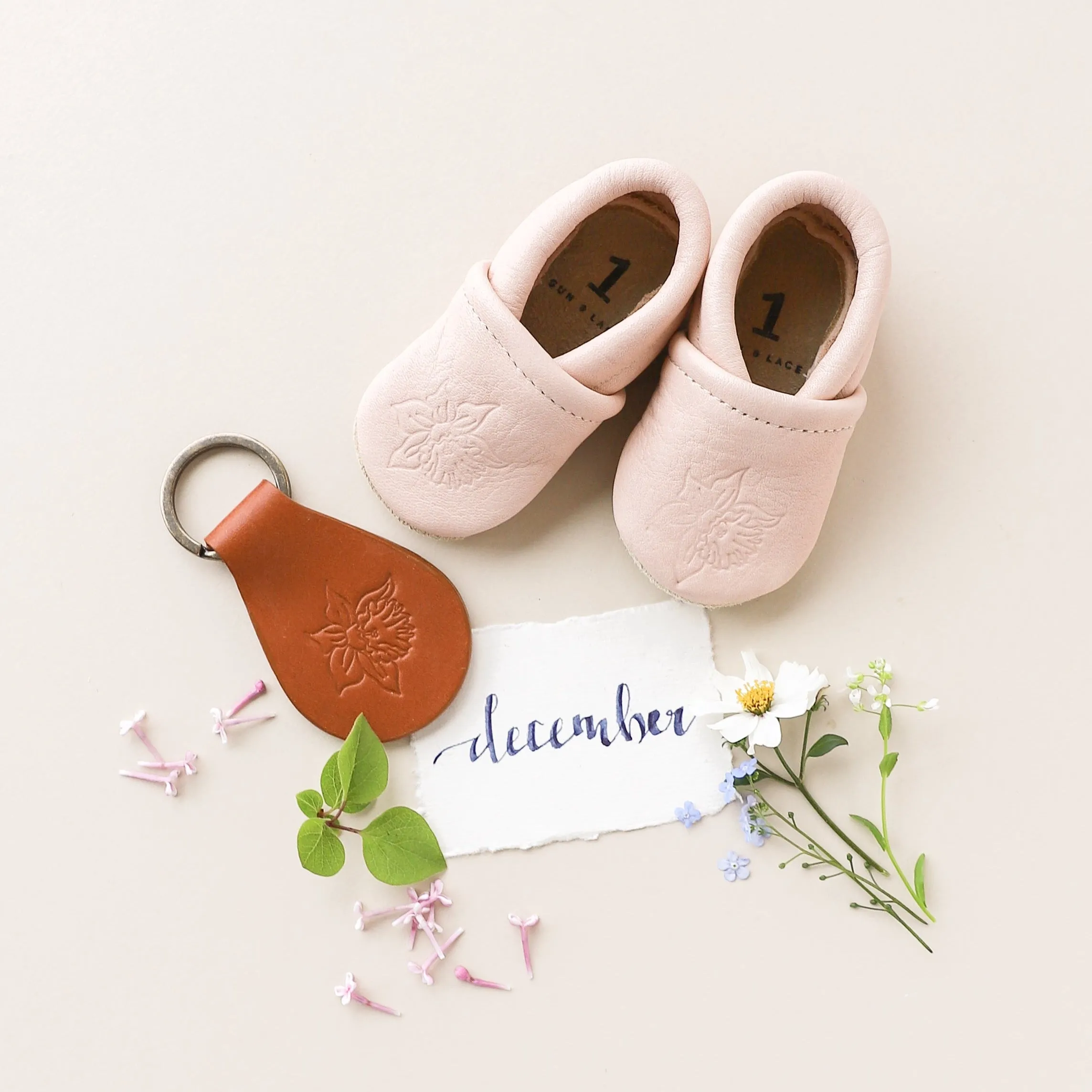 Birth Flower Slip-on Baby Shoes - Blush