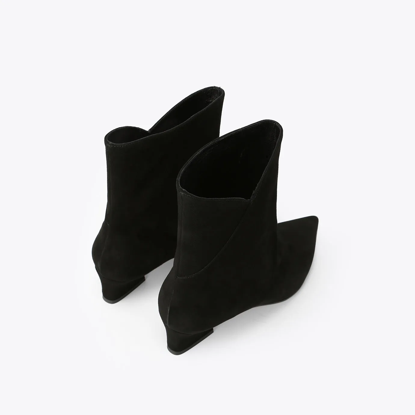 Bottines Pétales à Talon Carré - Noir