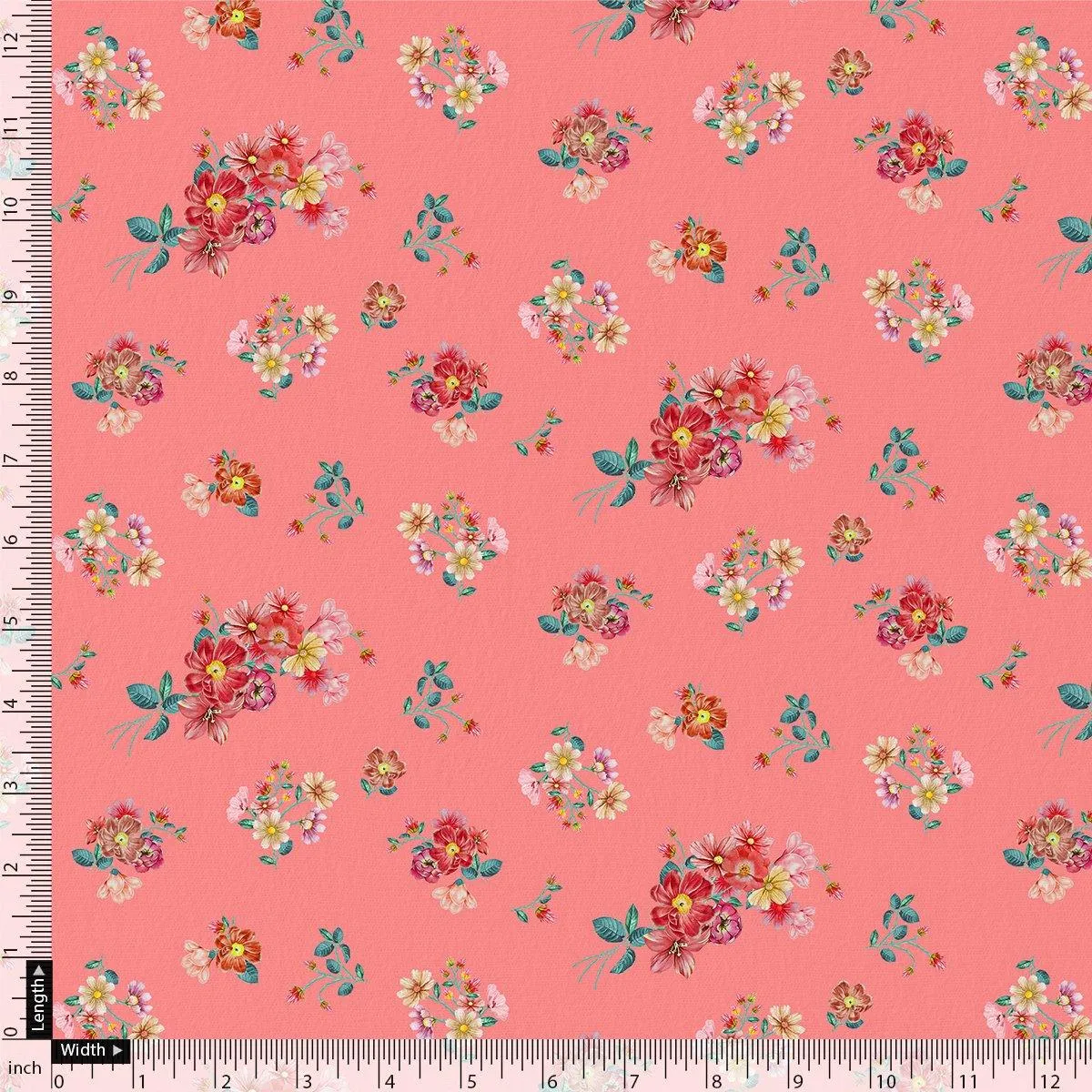 Calico Colorful Flower Digital Printed Fabric