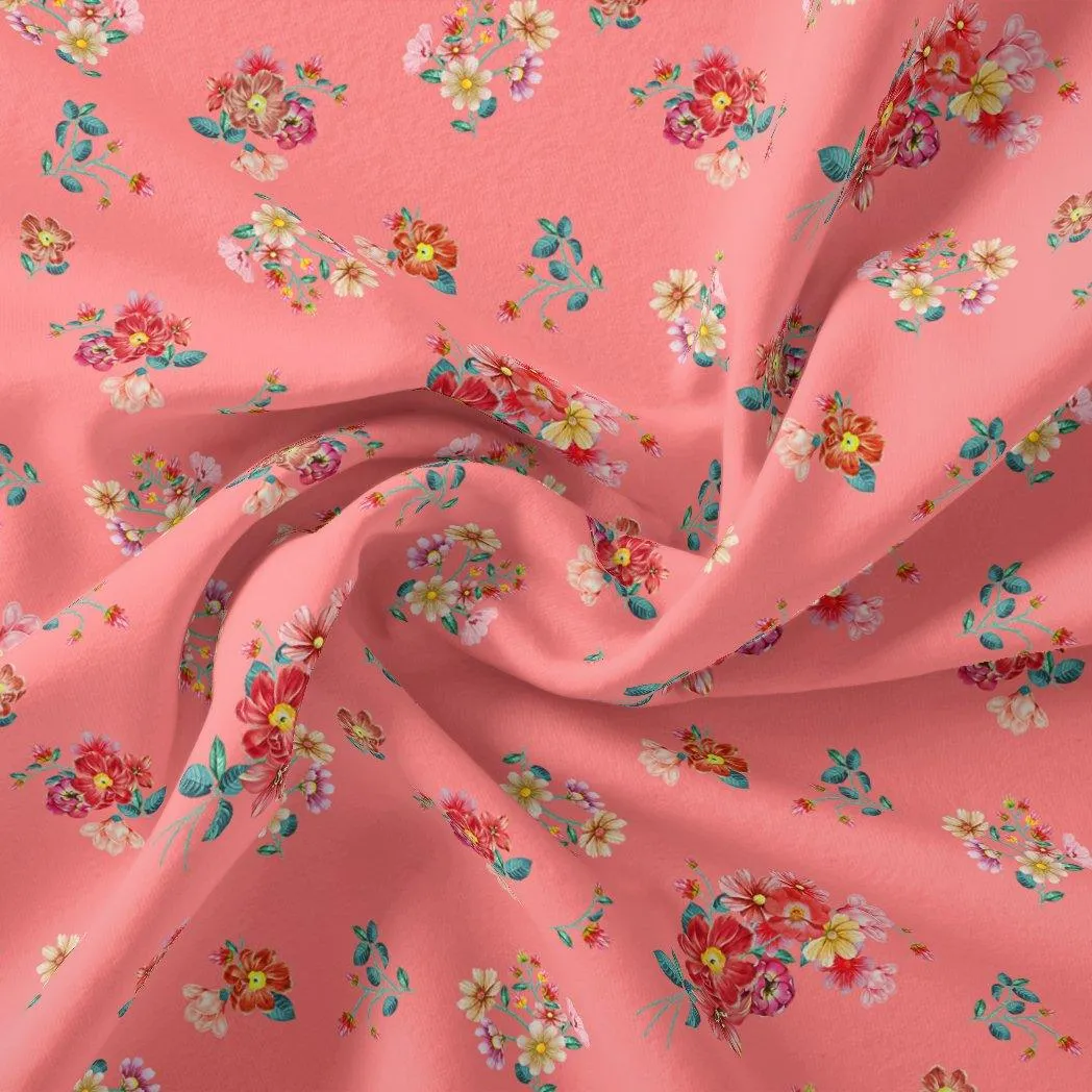 Calico Colorful Flower Digital Printed Fabric