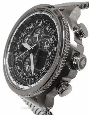 Citizen Eco-Drive Mens Navihawk AT Chrono - Stainless Steel & Black - Atomic