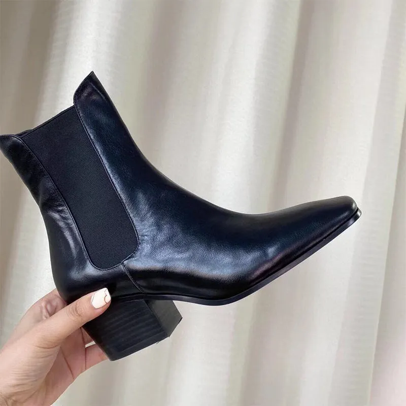 Classic Women's Leather Chelsea Boots in White/Black/Brown