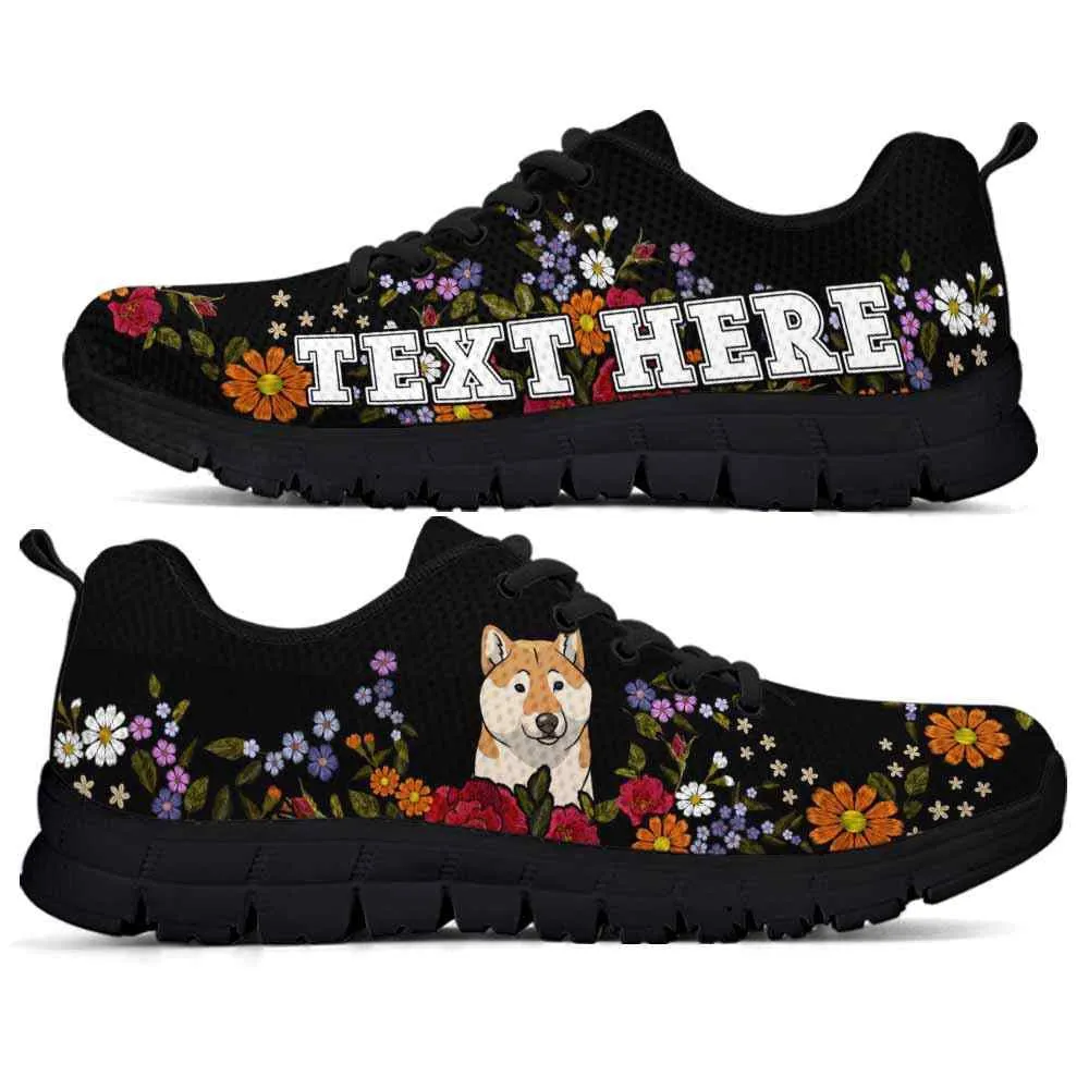 Custom Name Shiba Inu Sneaker, Shiba Inu Colorful Flower Floral Dog Lovers Sneakers Gym Running Shoes, Best Running Shoes