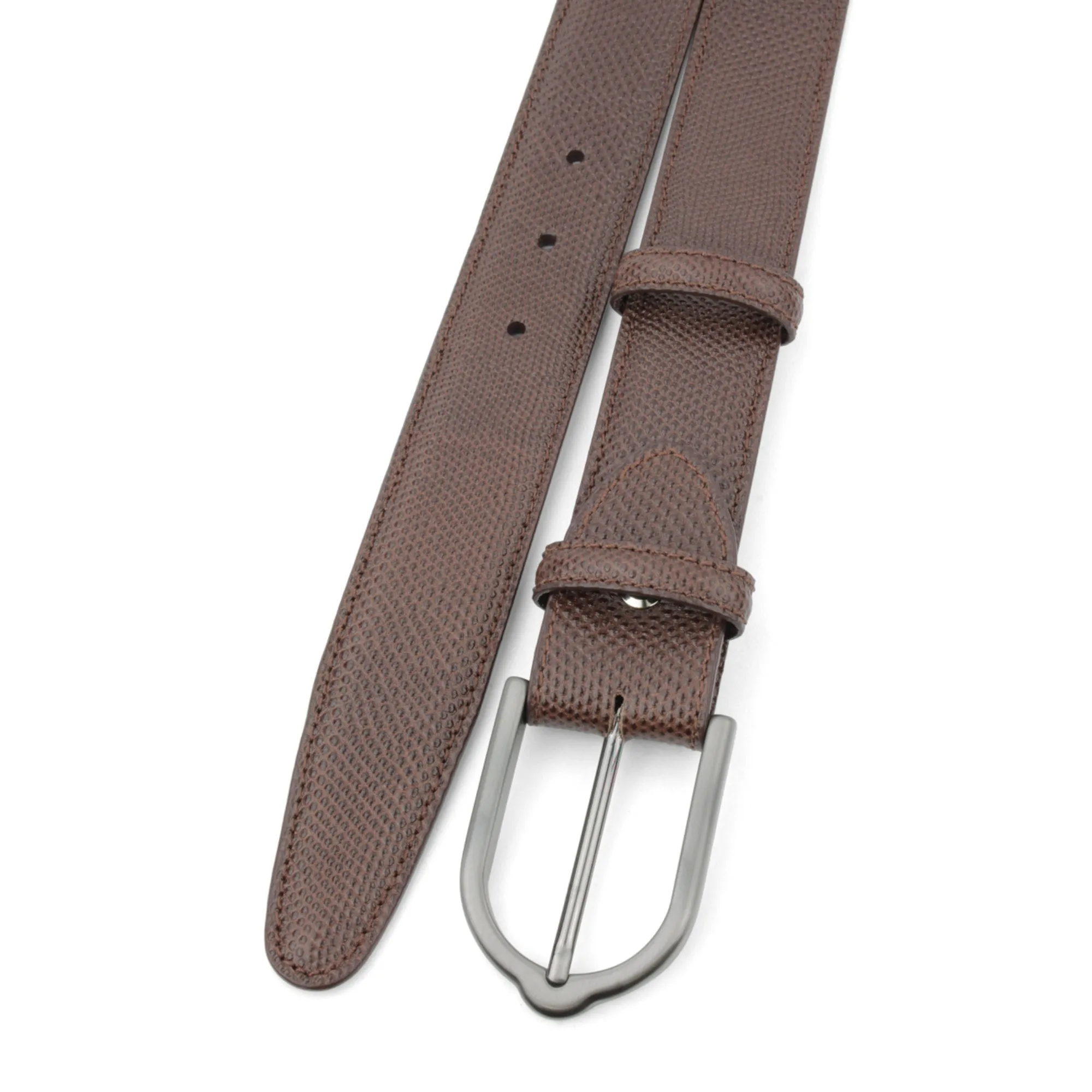 Dark Brown Carung Texture Satin Stirrup Belt
