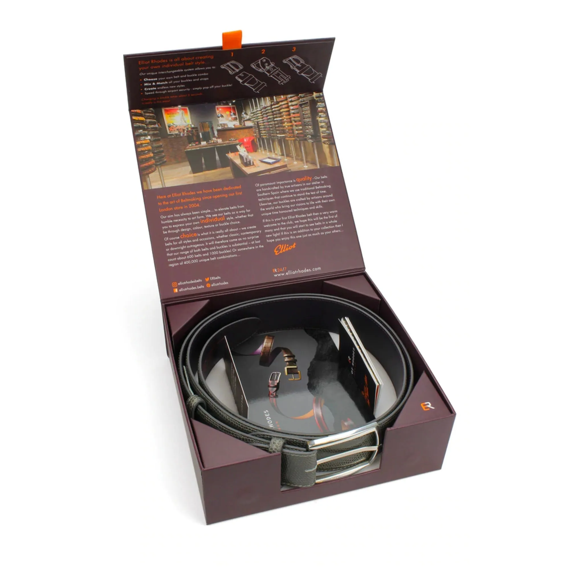 Dark Brown Carung Texture Satin Stirrup Belt