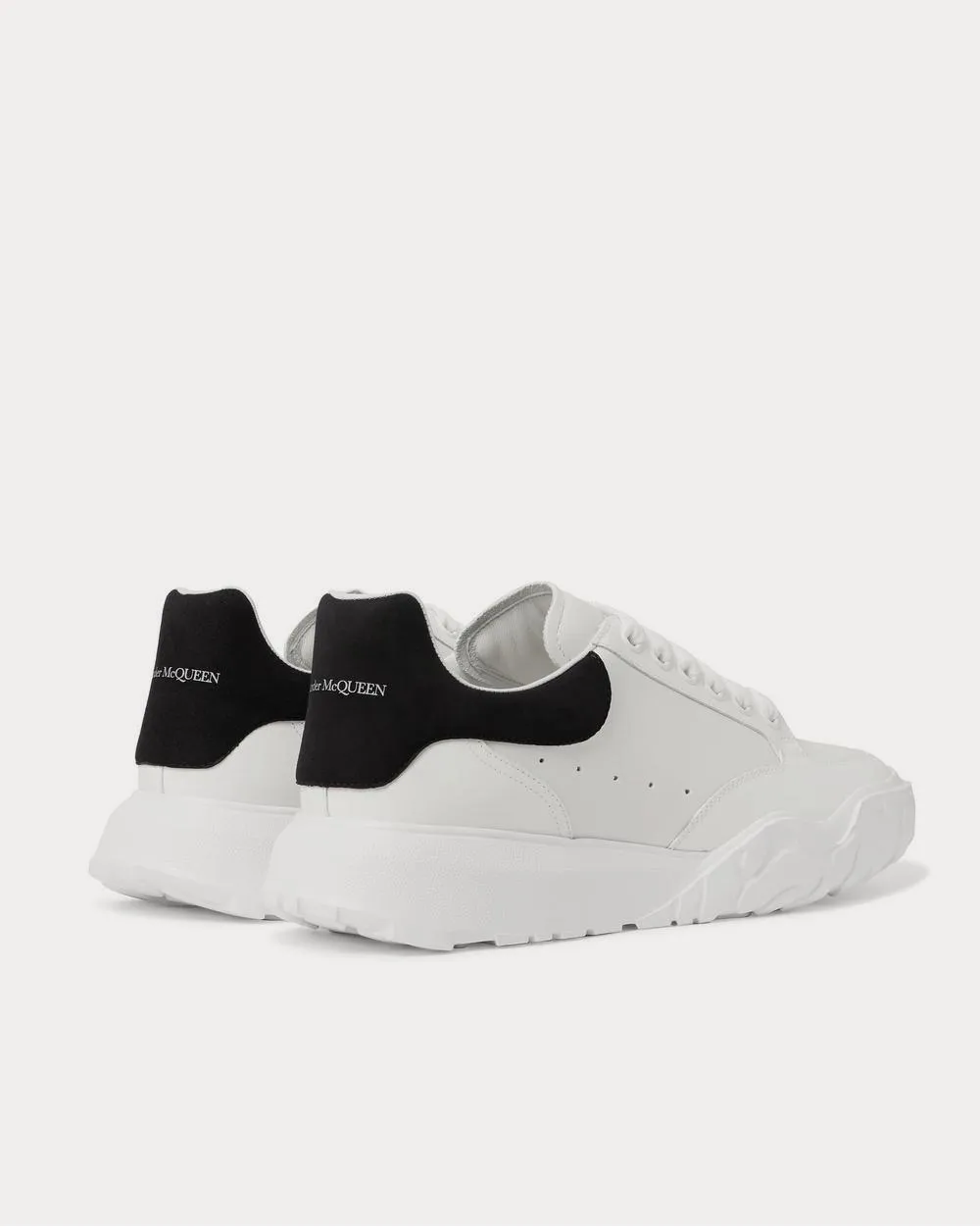 Exaggerated-Sole Suede-Trimmed Leather  White low top sneakers