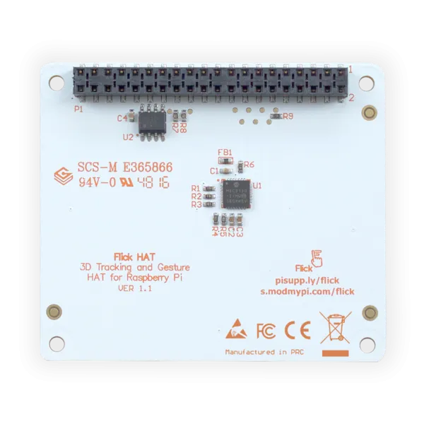 Flick HAT - 3D Tracking and Gesture HAT for Raspberry Pi