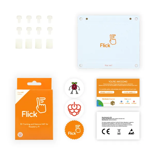 Flick HAT - 3D Tracking and Gesture HAT for Raspberry Pi