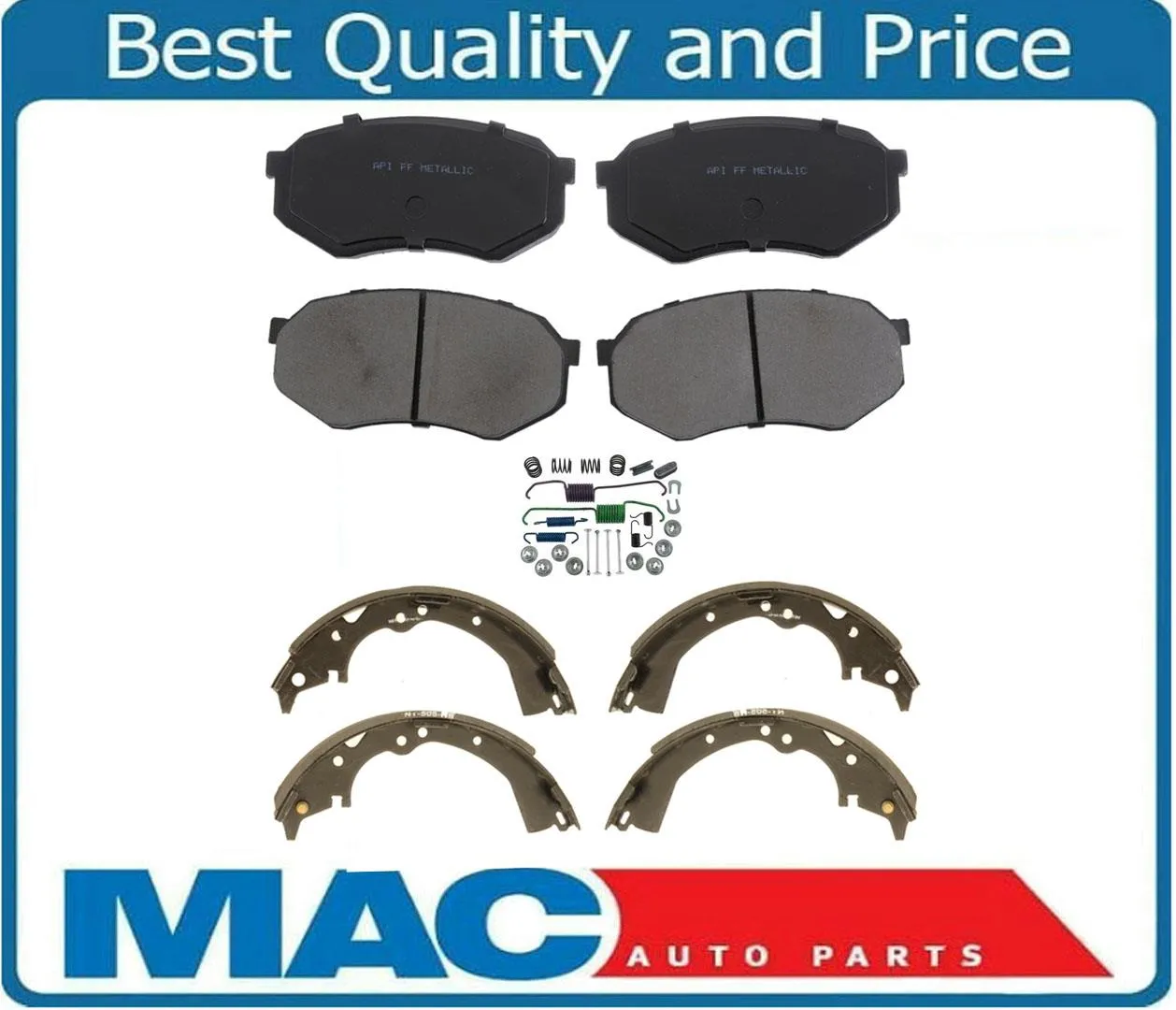 Front Ceramic Pads Rear Shoes Hardware kit 95-04 Toyota Tacoma Rear Wheel Drive