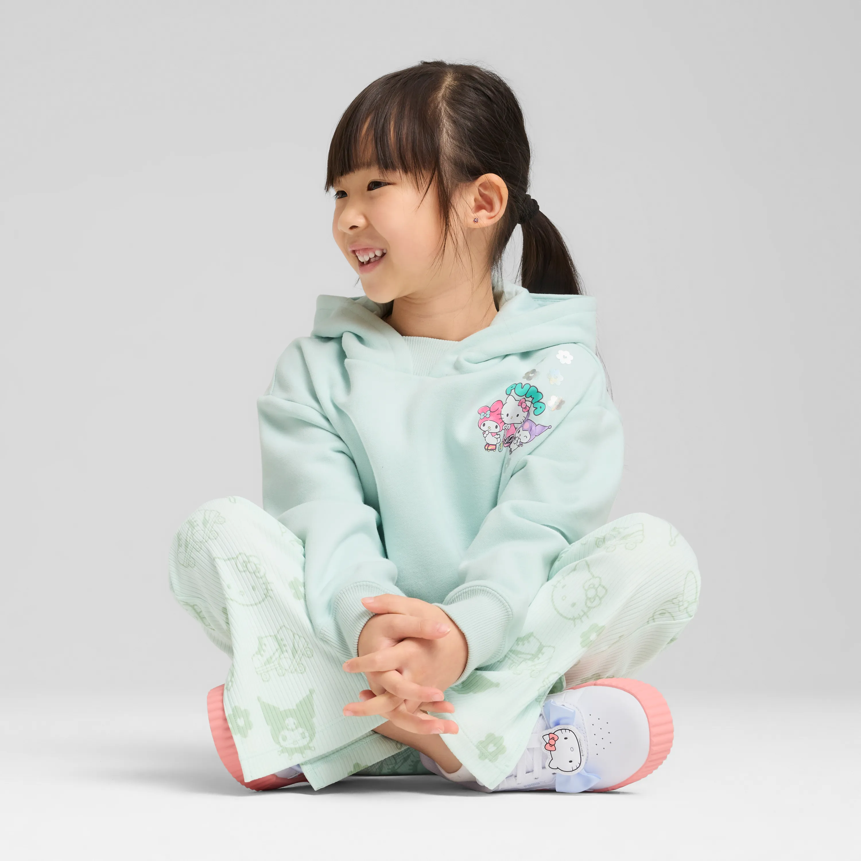 Hello Kitty and Friends x PUMA Kids Relaxed Cropped Graphic Hoodie (Peaceful Blue)