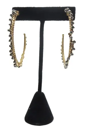 Hematite Beaded Open Hoops