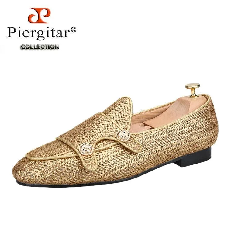 Luxury Woven Monk Strap Loafers - Men Shoes