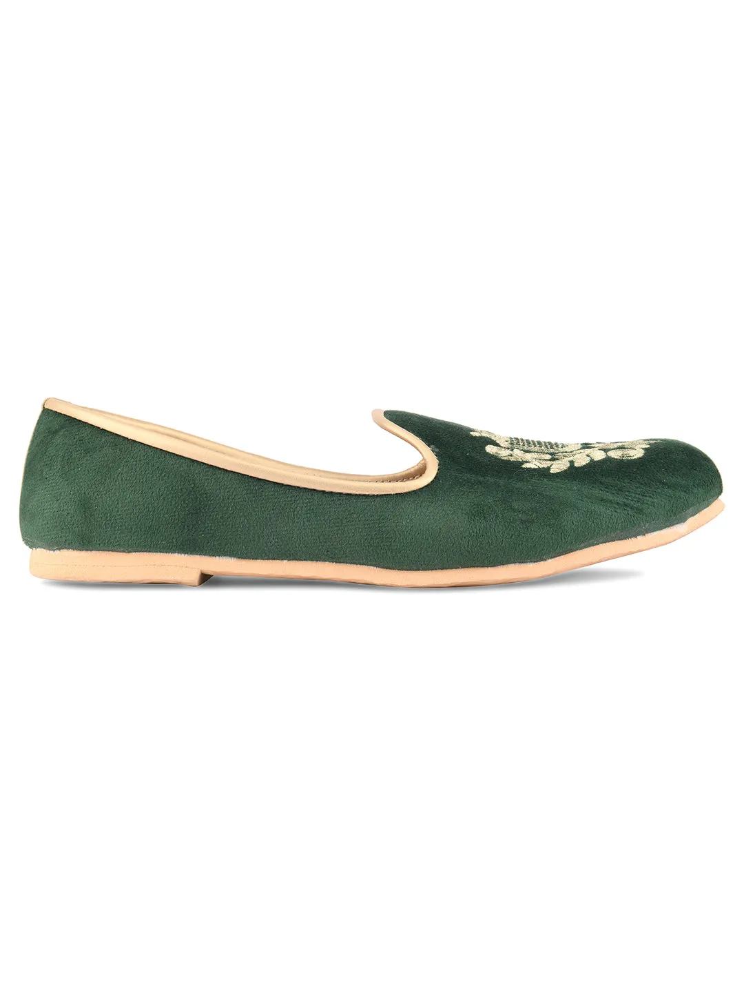 Men's Indian Ethnic Party Wear Green Footwear - Desi Colour