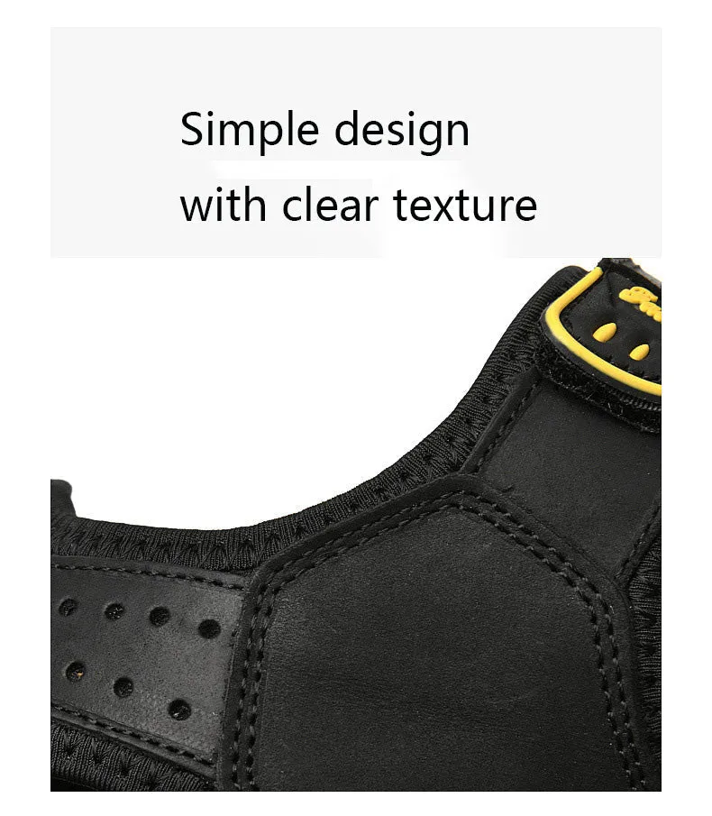 Men's Outdoor Water Sports Leather Sandals with Open Toe Adjustable Straps