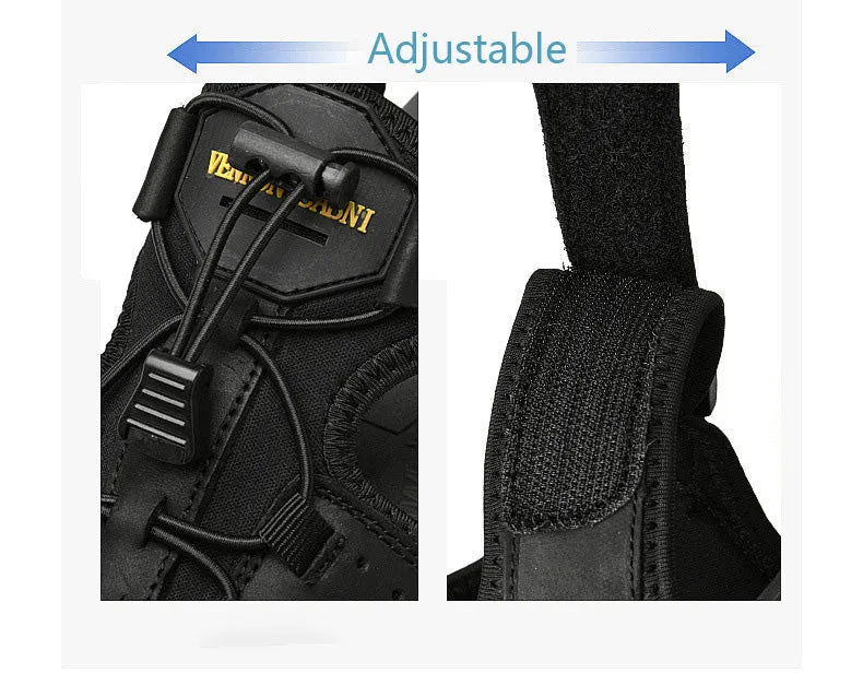 Men's Outdoor Water Sports Leather Sandals with Open Toe Adjustable Straps