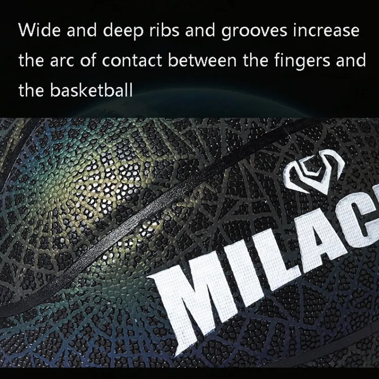 MILACHIC Number 7 Rainbow Reflective Cool Basketball(Spider Pattern 6735)