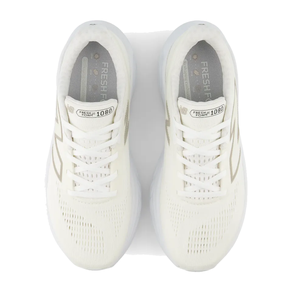 New Balance Women's Fresh Foam X 1080 v14 White/Light Gold Metallic/Sea Salt
