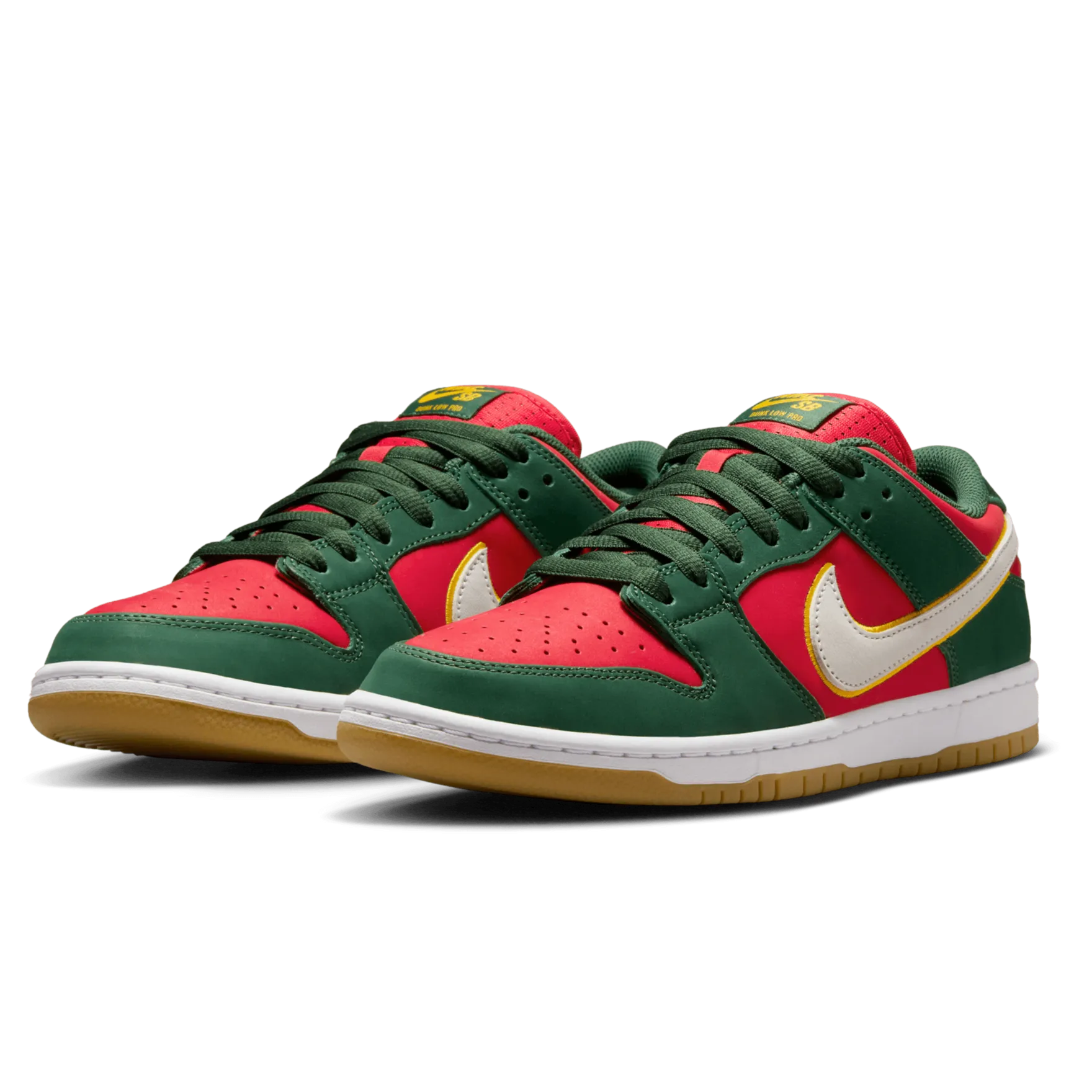 Nike SB Dunk Low Pro Premium "Supersonics" Skateboard Shoe - Fir/White-University Gold-Fire Red