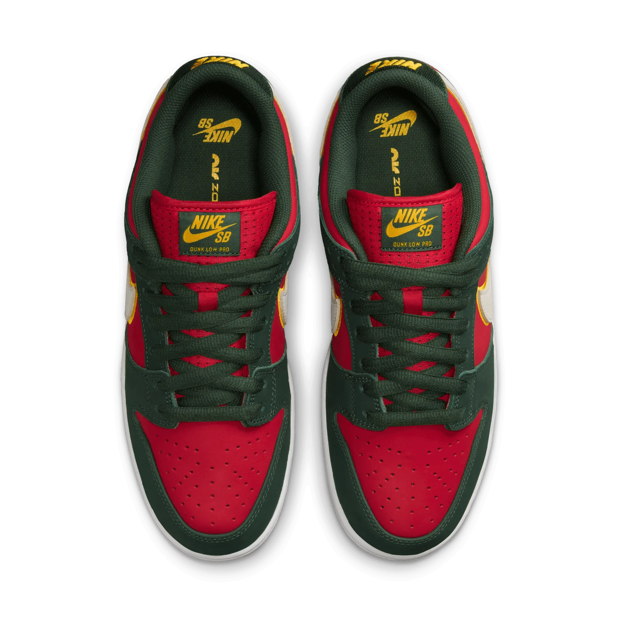 Nike SB Dunk Low Pro Premium "Supersonics" Skateboard Shoe - Fir/White-University Gold-Fire Red