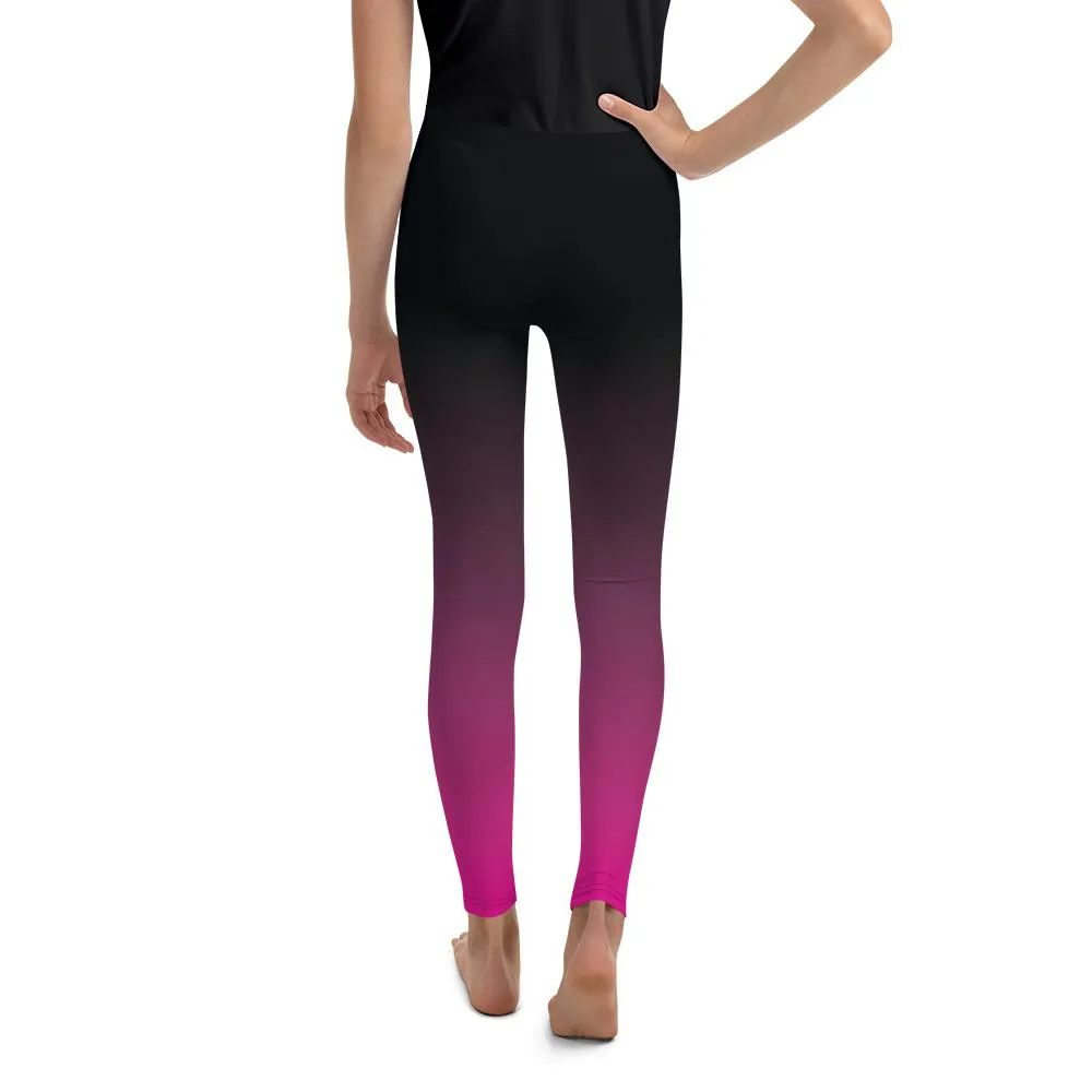 Ombre Black to Pink Youth Leggings