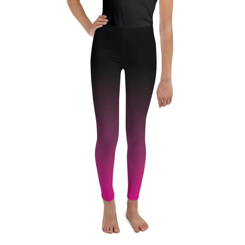 Ombre Black to Pink Youth Leggings