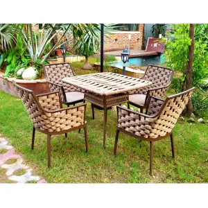 Outdoor Furniture Braided & Rope Coffee Set - Nature-Next -  Ready Stock Sale