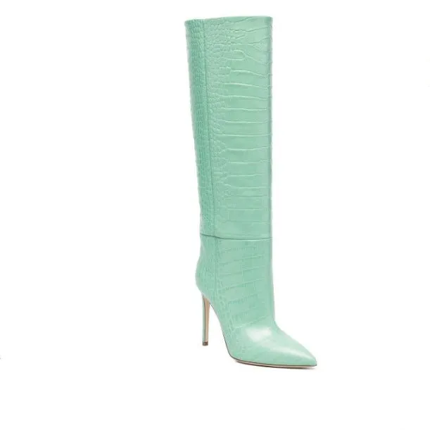 Pre Order:  Crocodile Print Slip-on Long Boots