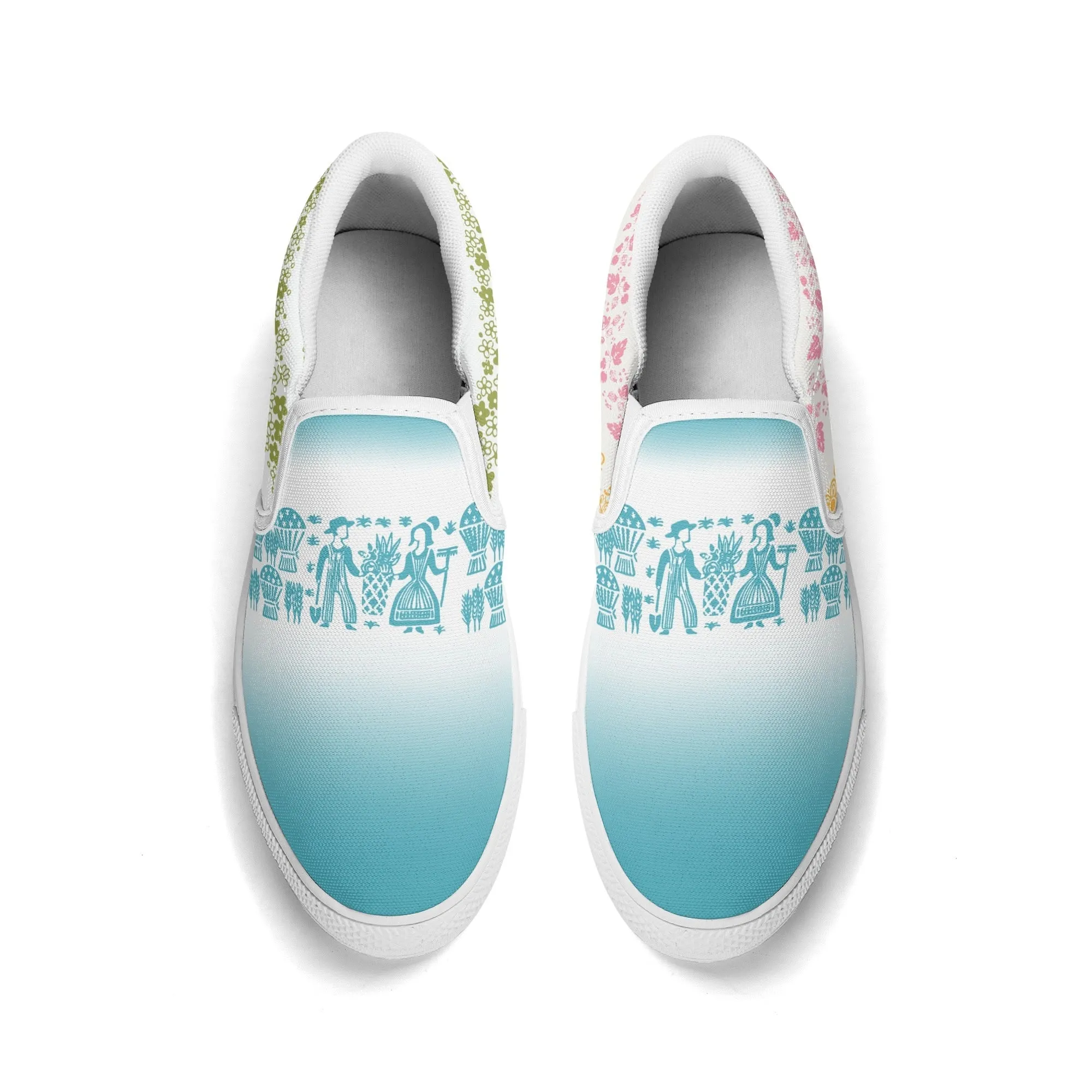 Pyrex Lover Retro Groovy Mod Canvas Loafer Shoes With Kitschy Fun Pyrex Patterns