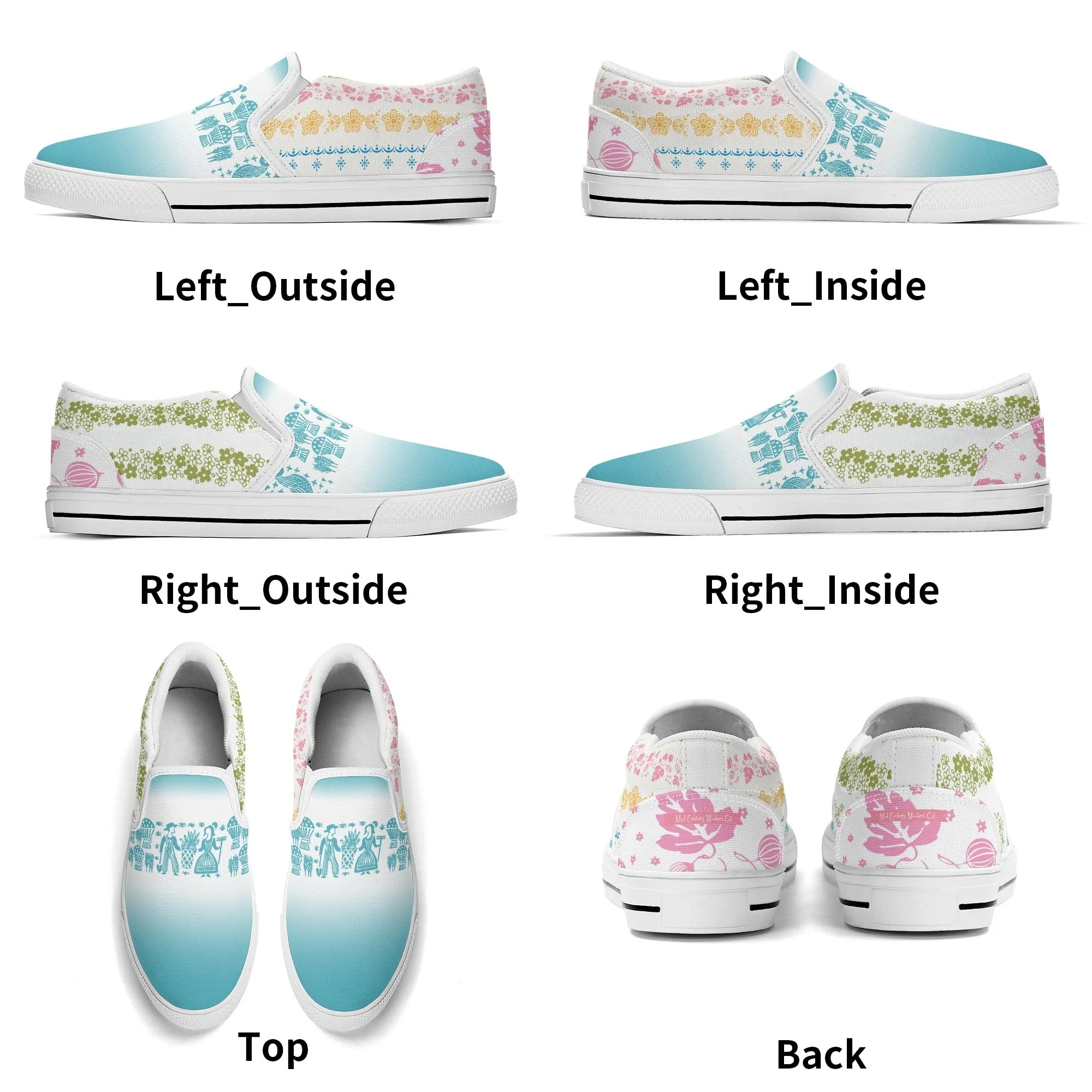 Pyrex Lover Retro Groovy Mod Canvas Loafer Shoes With Kitschy Fun Pyrex Patterns