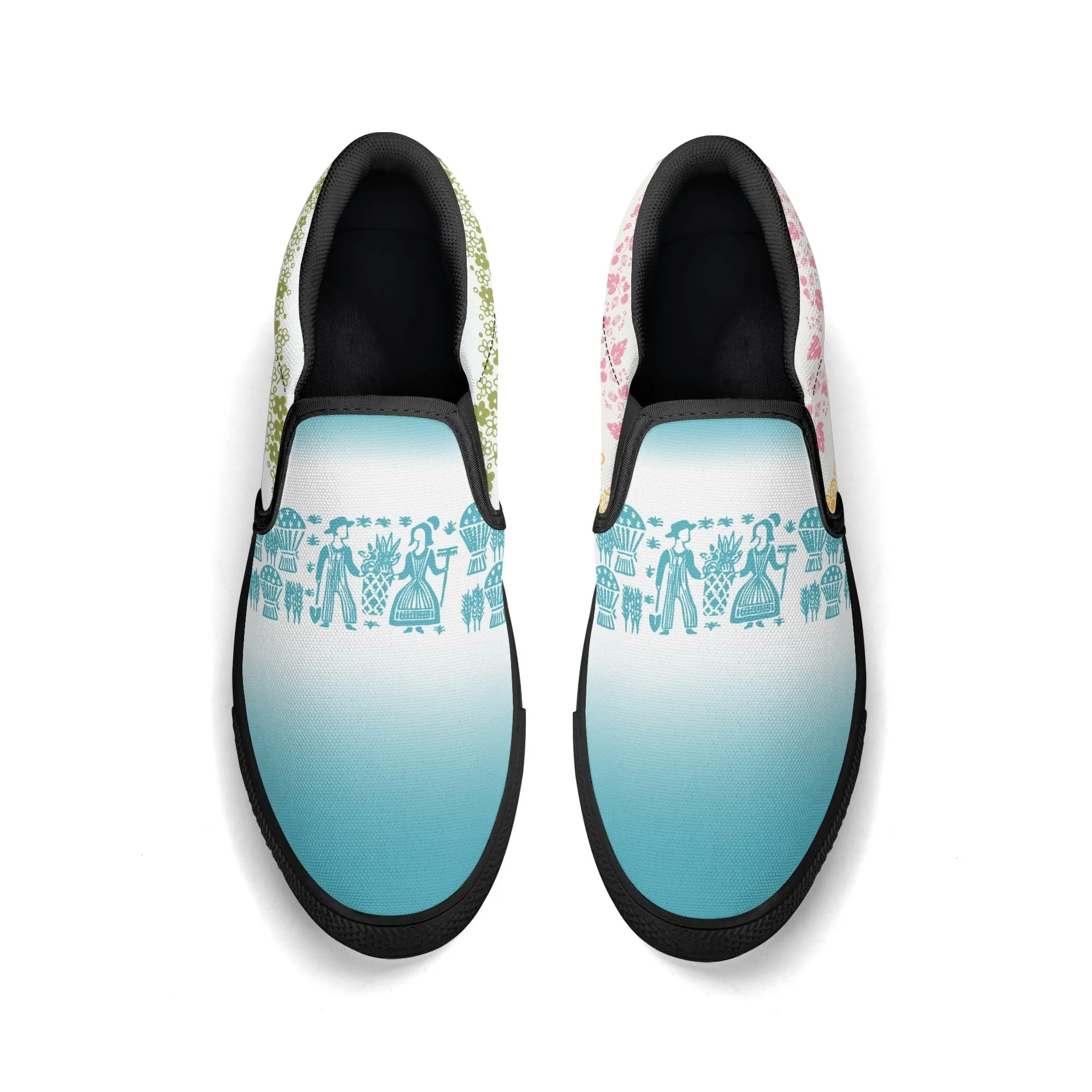 Pyrex Lover Retro Groovy Mod Canvas Loafer Shoes With Kitschy Fun Pyrex Patterns