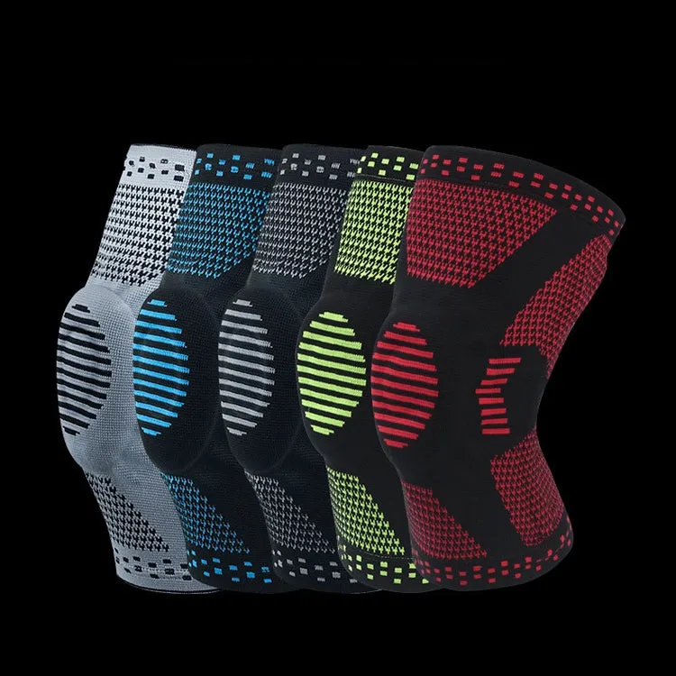 Sports Knee Pads Anti-Collision Support Compression Keep Warm Leg Sleeve Knitting Basketball Running Cycling Protective Gear, Size: M(Black Red)