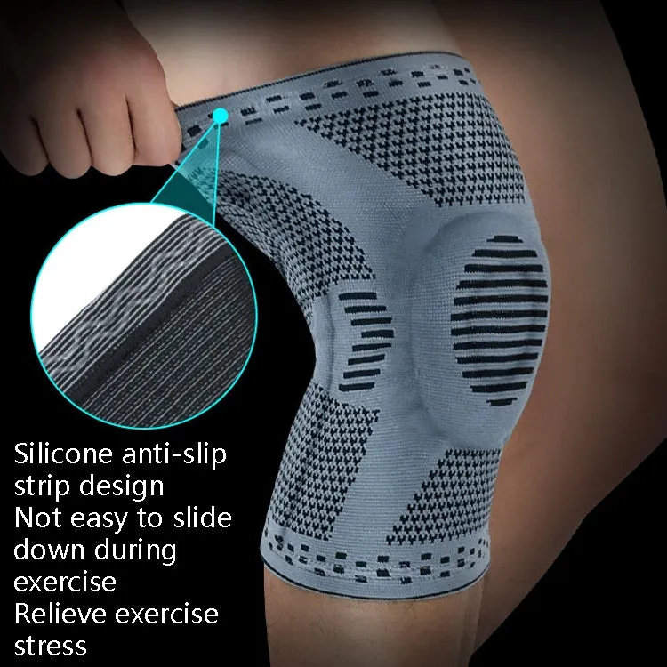 Sports Knee Pads Anti-Collision Support Compression Keep Warm Leg Sleeve Knitting Basketball Running Cycling Protective Gear, Size: M(Black Red)