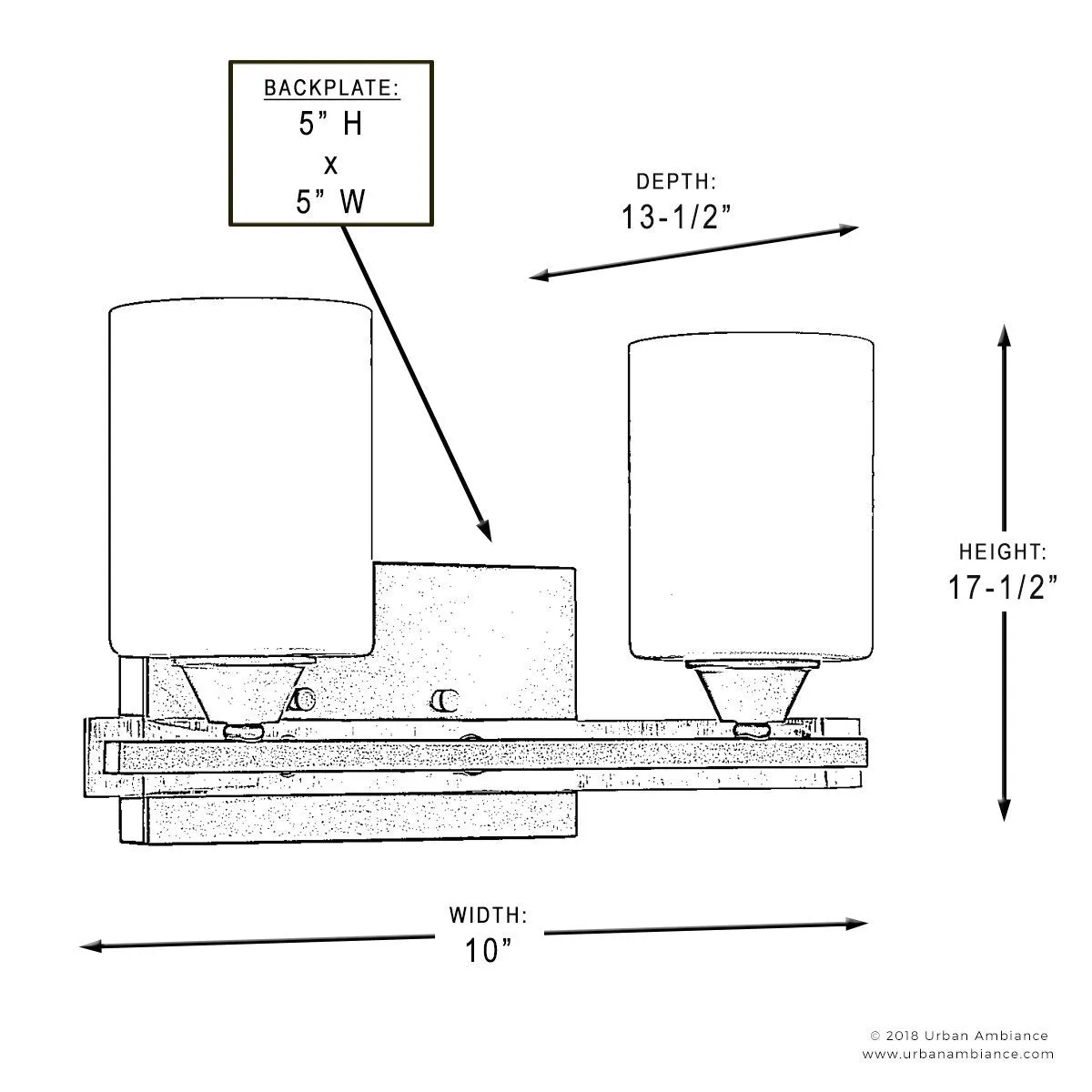 UHP2230  Mid-Century Modern Modern Bathroom Vanity Light, 7.875"H x 14.25"W, Charcoal Finish, Tampa Collection