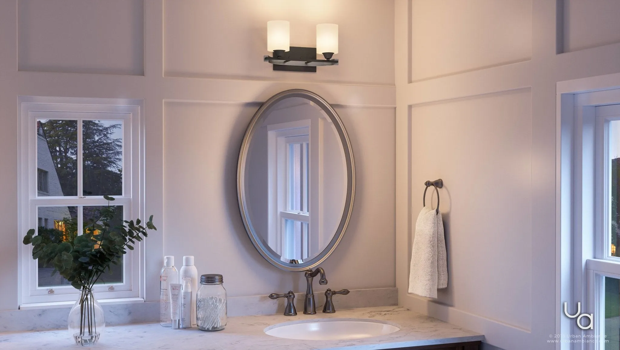 UHP2230  Mid-Century Modern Modern Bathroom Vanity Light, 7.875"H x 14.25"W, Charcoal Finish, Tampa Collection