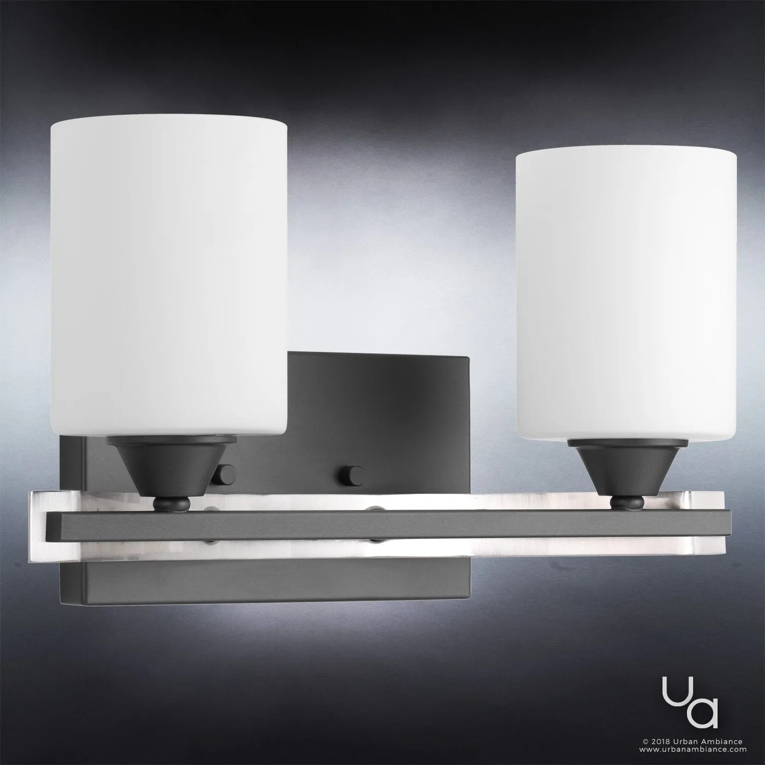 UHP2230  Mid-Century Modern Modern Bathroom Vanity Light, 7.875"H x 14.25"W, Charcoal Finish, Tampa Collection