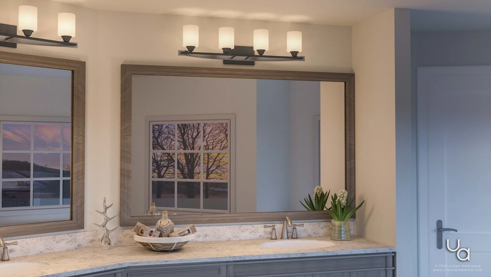 UHP2232  Mid-Century Modern Modern Bathroom Vanity Light, 7.875"H x 33"W, Charcoal Finish, Tampa Collection