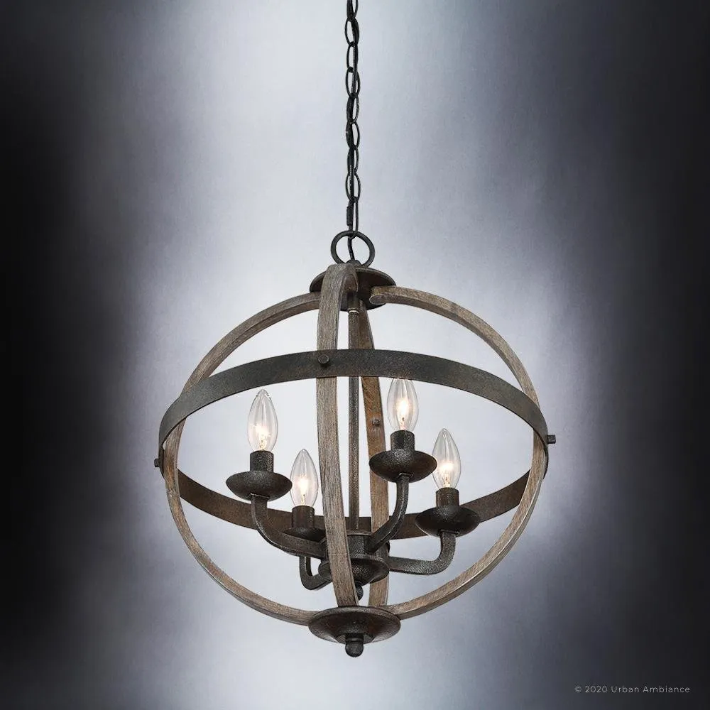 UQL3853 Old World Chandelier 19.75''H x 16.75''W, Antique Black Finish, Blackburn Collection