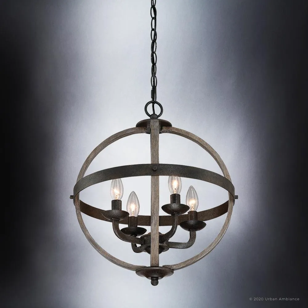 UQL3853 Old World Chandelier 19.75''H x 16.75''W, Antique Black Finish, Blackburn Collection