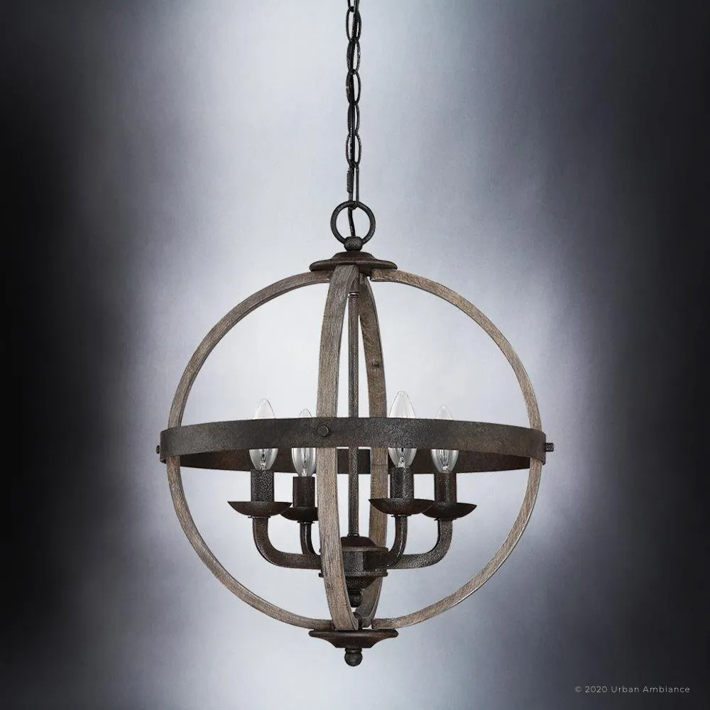 UQL3853 Old World Chandelier 19.75''H x 16.75''W, Antique Black Finish, Blackburn Collection