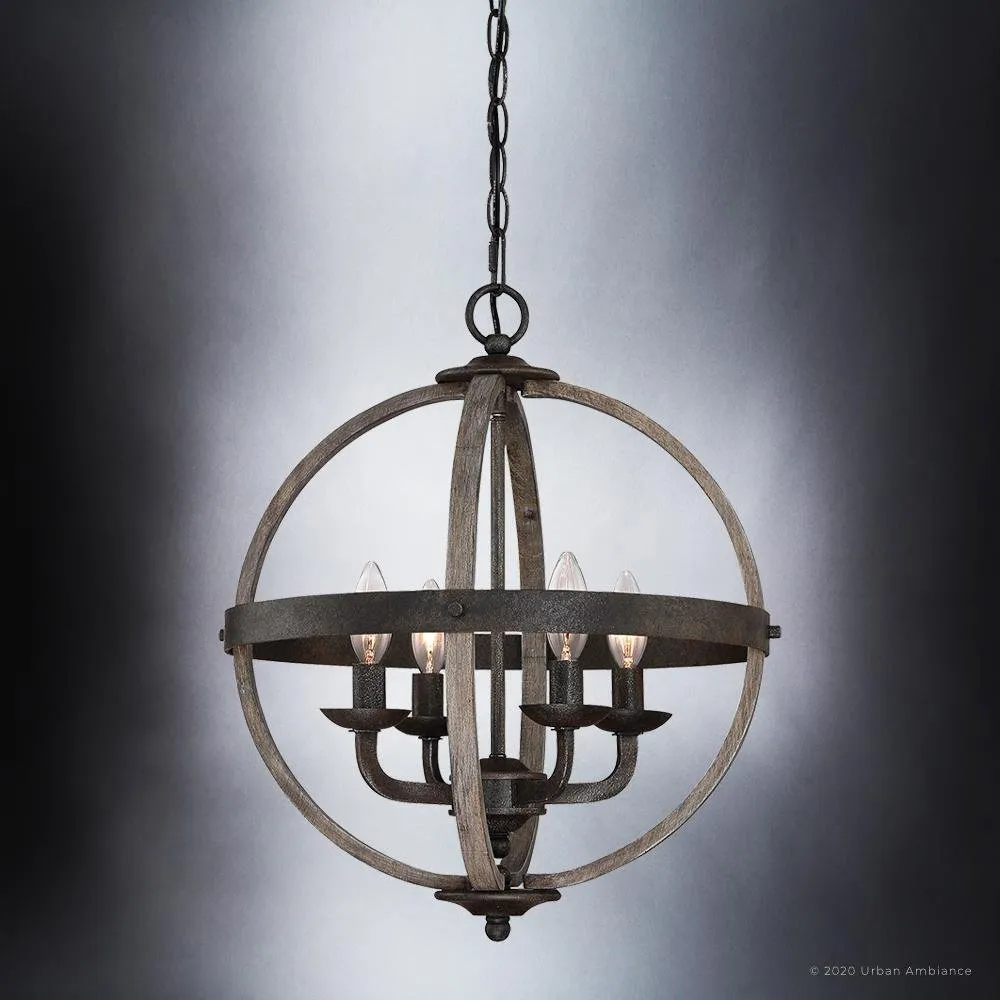 UQL3853 Old World Chandelier 19.75''H x 16.75''W, Antique Black Finish, Blackburn Collection